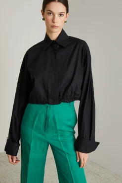 Camicia boxy con coulisse - Nero
