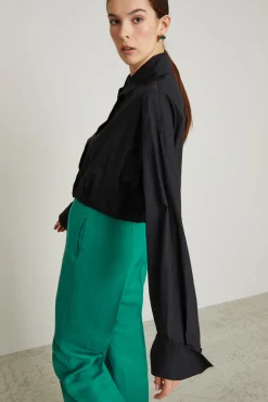 Camicia boxy con coulisse - Nero