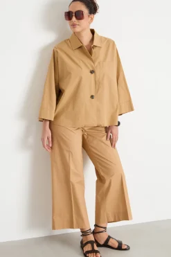 Camicia boxy con fondo ampio - Cammello