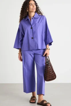 Camicia boxy con fondo ampio - Viola