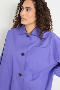 Camicia boxy con fondo ampio - Viola