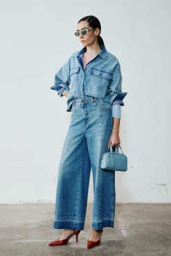 Camicia boxy con fondo asimmetrico - Azzurro