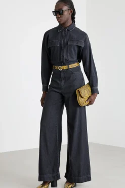 Camicia boxy con fondo asimmetrico - Nero