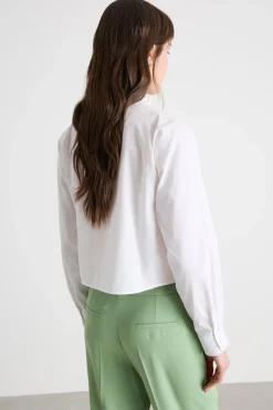 Camicia boxy con ricami - Bianco