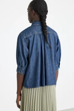 Camicia boxy con tasche - Blu