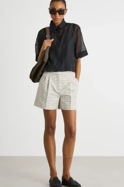 Camicia boxy in mussola - Nero