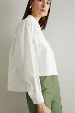 Camicia boxy in popeline - Bianco