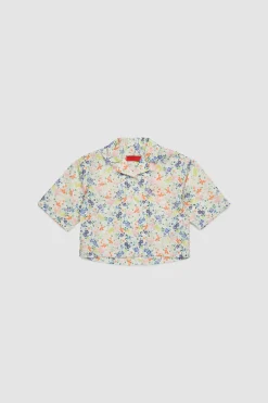 Camicia boxy in popeline floreale BAMBINI - Bianco