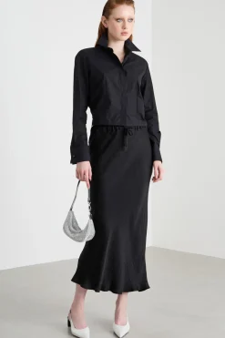 Camicia boxy in popeline - Nero