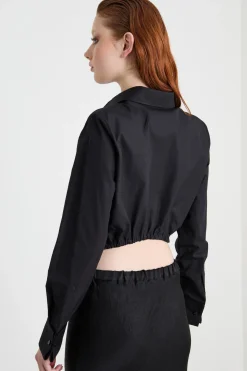 Camicia boxy in popeline - Nero