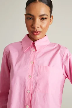 Camicia boxy in popeline - Rosa