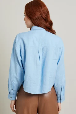 Camicia boxy in puro lino - Azzurro
