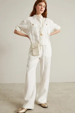 Camicia boxy in puro lino - Bianco