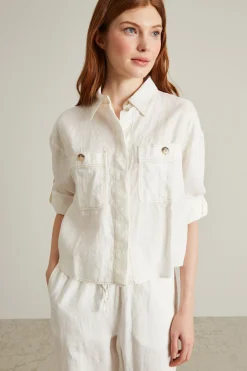 Camicia boxy in puro lino - Bianco