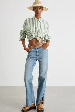 Camicia boxy - Verde Bianco