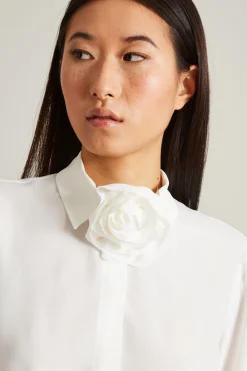 Camicia con accessorio a fiore - Bianco