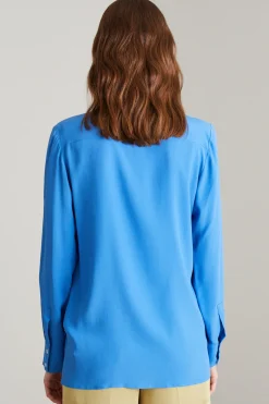 Camicia con accessorio a fiore - Blu