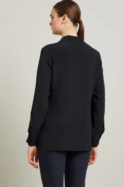 Camicia con accessorio a fiore - Nera
