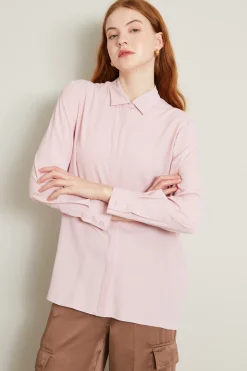 Camicia con accessorio a fiore - Rosa