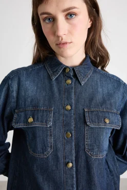 Camicia con applicazione floreale - Blu