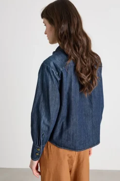 Camicia con applicazione floreale - Blu