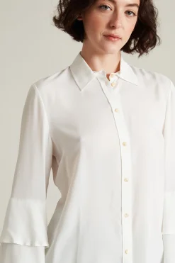 Camicia con balze sulle maniche - Bianco
