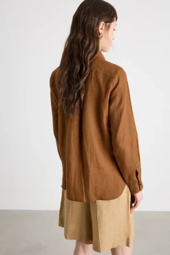 Camicia con bottoni nascosti - Marrone
