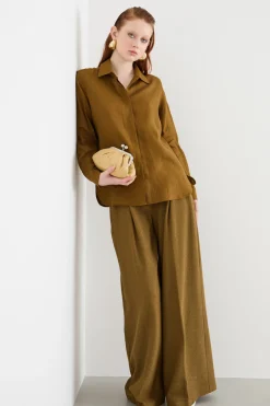 Camicia con bottoni nascosti - Verde
