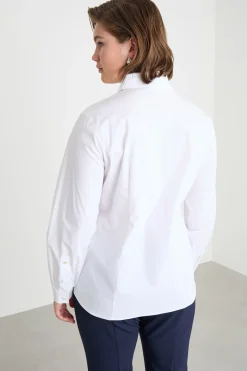Camicia con bottoni rivestiti - Bianco