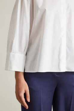 Camicia con collo alla coreana - Bianco
