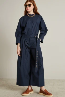 Camicia con collo alla coreana - Blu