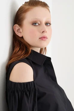 Camicia con cut-out sulle spalle - Nero