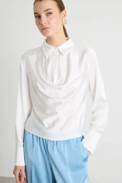 Camicia con drappeggio - Bianco