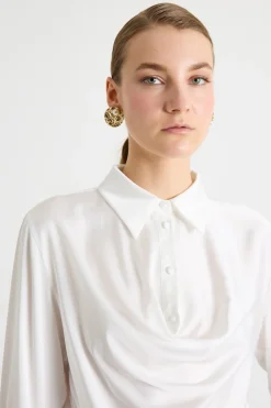 Camicia con drappeggio - Bianco