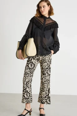 Camicia con inserti effetto see-through - Nero