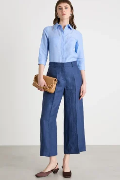 Camicia con manica a tre quarti - Azzurro
