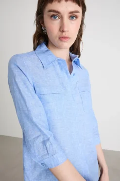 Camicia con manica a tre quarti - Azzurro