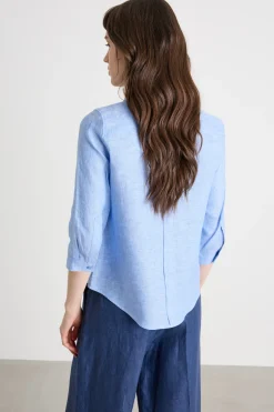 Camicia con manica a tre quarti - Azzurro