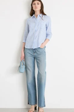 Camicia con manica a tre quarti - Bianco Azzurro