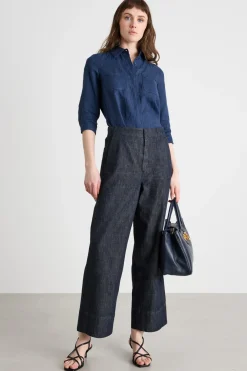 Camicia con manica a tre quarti - Blu