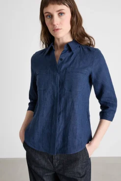 Camicia con manica a tre quarti - Blu