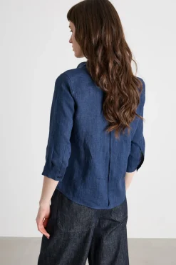 Camicia con manica a tre quarti - Blu