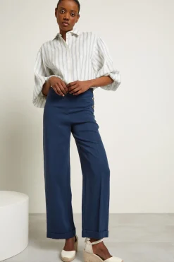 Camicia con maniche a palloncino - Bianco Blu