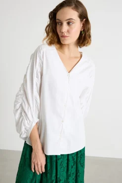 Camicia con maniche arricciate - Bianco