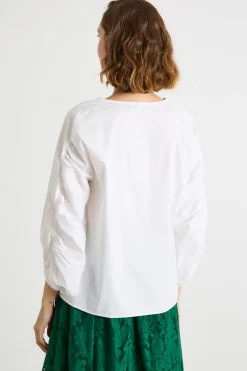 Camicia con maniche arricciate - Bianco