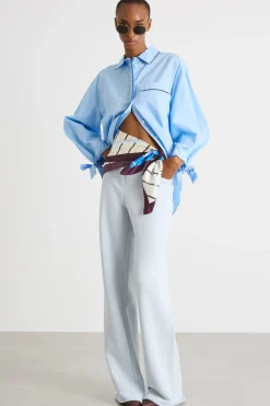 Camicia con maniche balloon - Azzurro