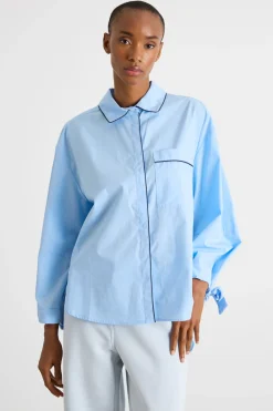 Camicia con maniche balloon - Azzurro