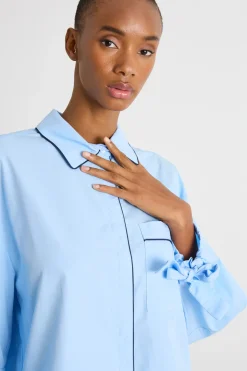 Camicia con maniche balloon - Azzurro