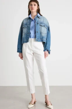 Camicia con motivo gessato - Azzurro