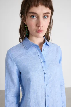 Camicia con motivo gessato - Azzurro